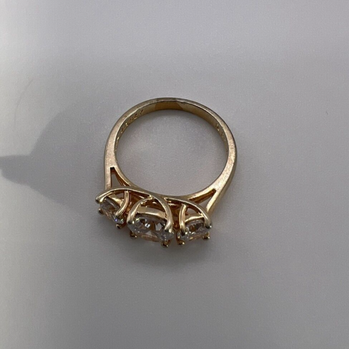 925 Sterling Silver Gold Plated CZ Ring - Size 6 Elegant Jewelry