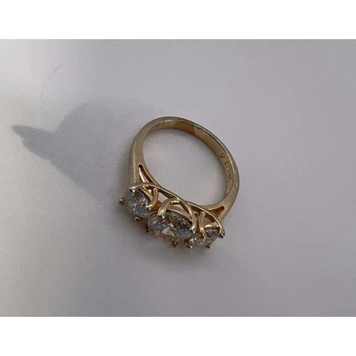 925 Sterling Silver With CZ & Gold Color Ring Size 6