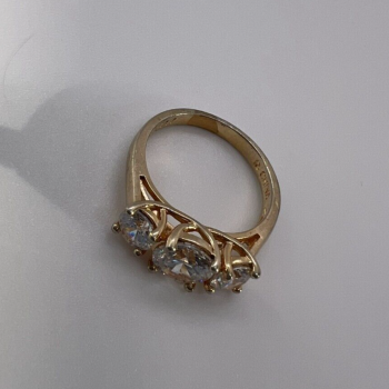 925 Sterling Silver Gold Plated CZ Ring - Size 6 Elegant Jewelry