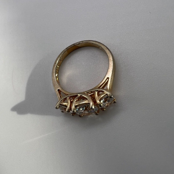 925 Sterling Silver Gold Plated CZ Ring - Size 6 Elegant Jewelry