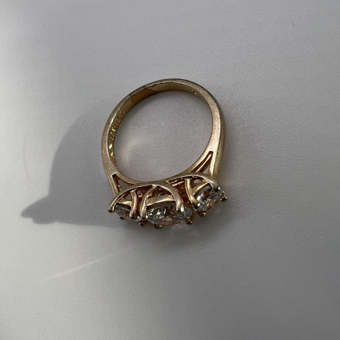 925 Sterling Silver Gold Plated CZ Ring - Size 6 Elegant Jewelry