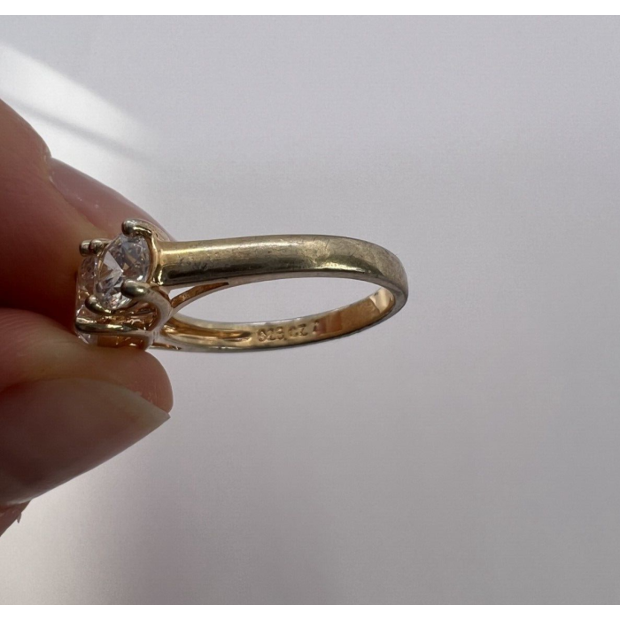 925 Sterling Silver With CZ & Gold Color Ring Size 6