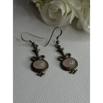 Vintage 925 Sterling Silver Morganite Earrings Length 1.60 Inch