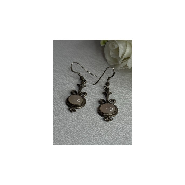 Vintage 925 Sterling Silver Morganite Earrings Length 1.60 Inch