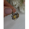 925 Sterling Silver Citrine Flower Earrings Length 1 Inch