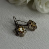 925 Sterling Silver Citrine Flower Earrings Length 1 Inch
