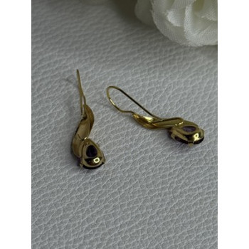 14K Yellow Gold Amethyst Earrings Length 0.90 inch