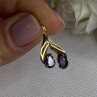 14K Yellow Gold Amethyst Earrings Length 0.90 inch