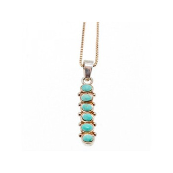 925 Sterling Silver Turquoise  Chain with Pendant Italy