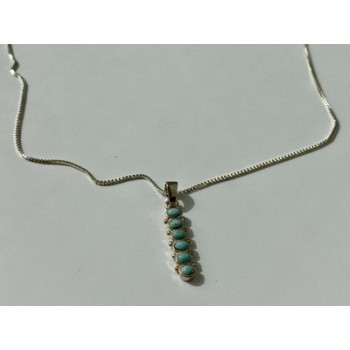 925 Sterling Silver Turquoise  Chain with Pendant Italy