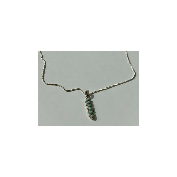 925 Sterling Silver Turquoise  Chain with Pendant Italy