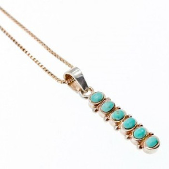 925 Sterling Silver Turquoise Chain With Pendant Italy