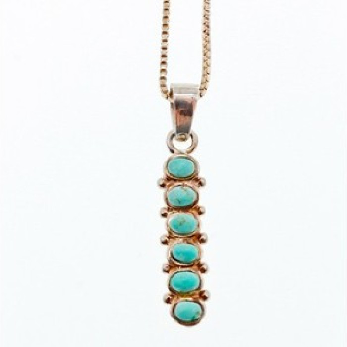 925 Sterling Silver Turquoise Chain With Pendant Italy
