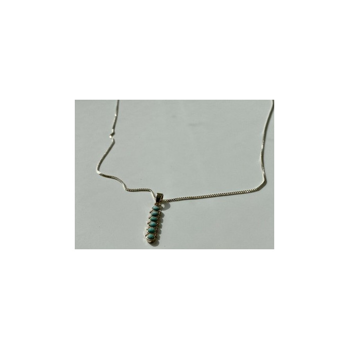 925 Sterling Silver Turquoise  Chain with Pendant Italy