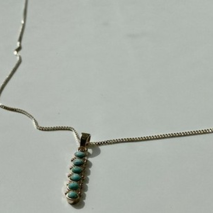 925 Sterling Silver Turquoise Chain With Pendant Italy