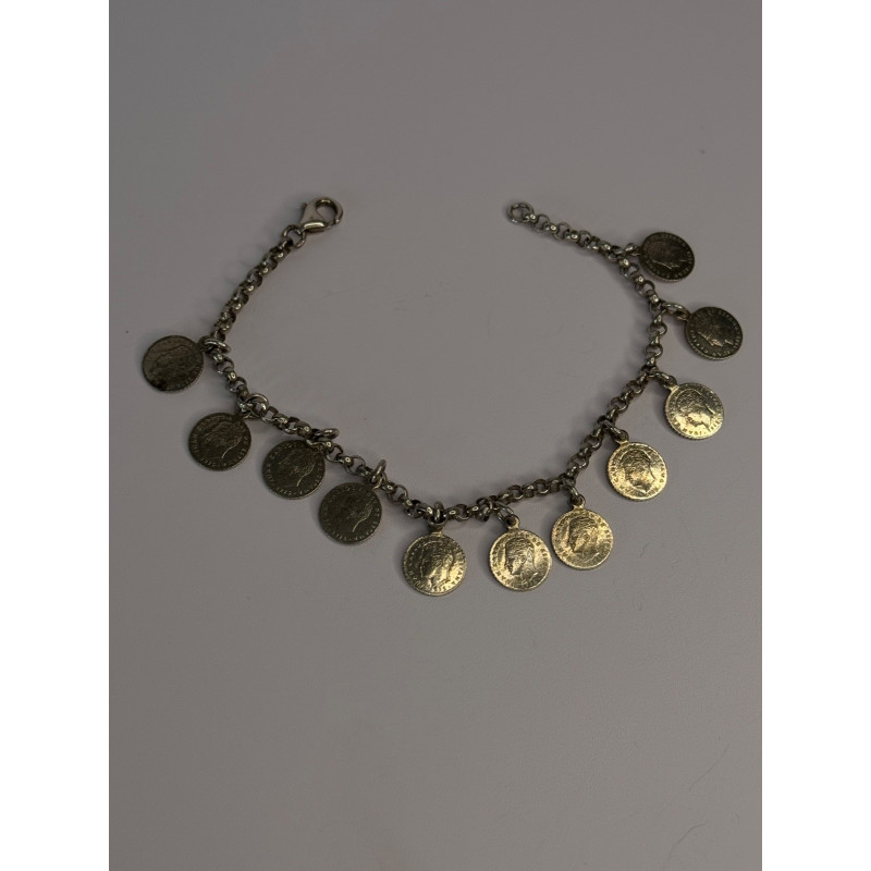 1975 Juan Carlos 925 Sterling Silver Bracelet Spanish Coin Length 7