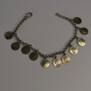 1975 Juan Carlos 925 Sterling Silver Bracelet Spanish Coin Length 7
