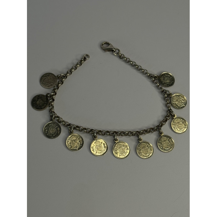 1975 Juan Carlos 925 Sterling Silver Bracelet Spanish Coin Length 7