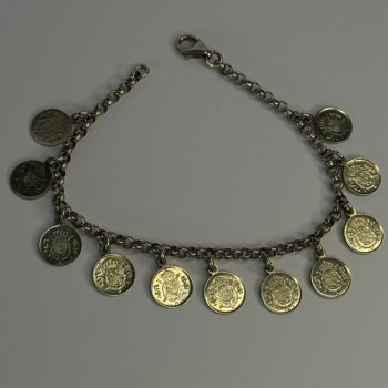 1975 Juan Carlos 925 Sterling Silver Bracelet Spanish Coin Length 7