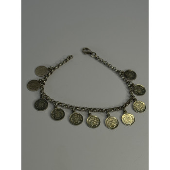 1975 Juan Carlos 925 Sterling Silver Bracelet Spanish Coin Length 7