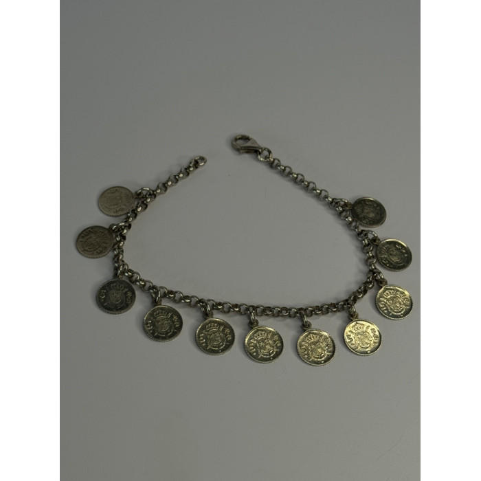1975 Juan Carlos 925 Sterling Silver Bracelet Spanish Coin Length 7
