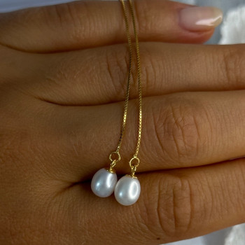 925 Sterling Silver Gold Plated Pearl Earrings Length 4 Inch
