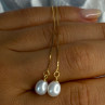 925 Sterling Silver Gold Plated Pearl Earrings Length 4 Inch