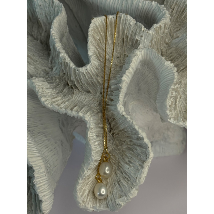 925 Sterling Silver Gold Plated Pearl Earrings Length 4 inch