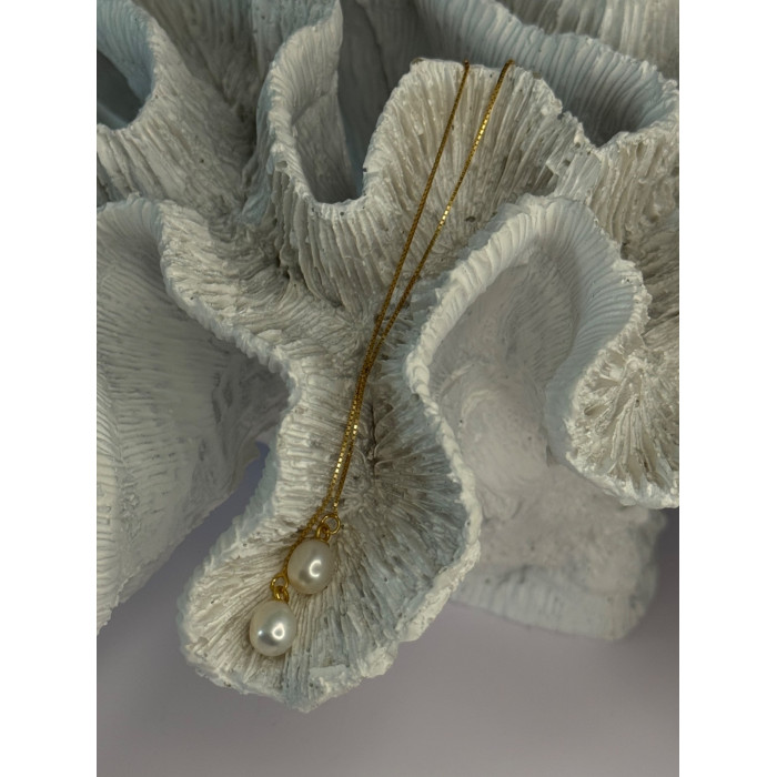 925 Sterling Silver Gold Plated Pearl Earrings Length 4 inch