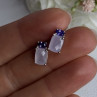 925 Sterling Silver Morganite & Amethyst Earrings Length 0.45 Inch
