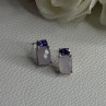 925 Sterling Silver Morganite & Amethyst Earrings Length 0.45 Inch