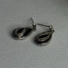 Elegant 925 Sterling Silver Black Onyx & Diamonds Earrings Length 0.80 Inch