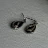 Elegant 925 Sterling Silver Black Onyx & Diamonds Earrings Length 0.80 Inch