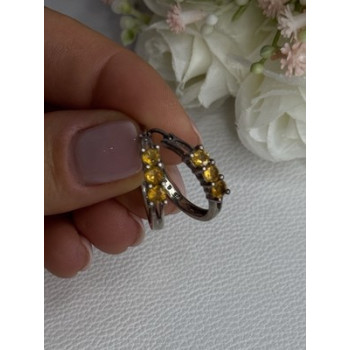 925 Sterling Silver Citrine Earrings Length 0.80 Inch