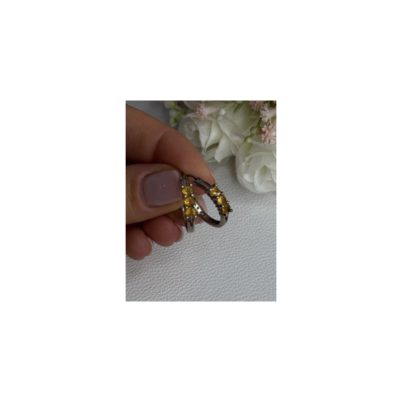 925 Sterling Silver Citrine Earrings Length 0.80 Inch