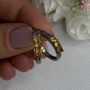 925 Sterling Silver Citrine Earrings Length 0.80 Inch