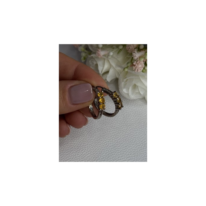 925 Sterling Silver Citrine Earrings Length 0.80 Inch