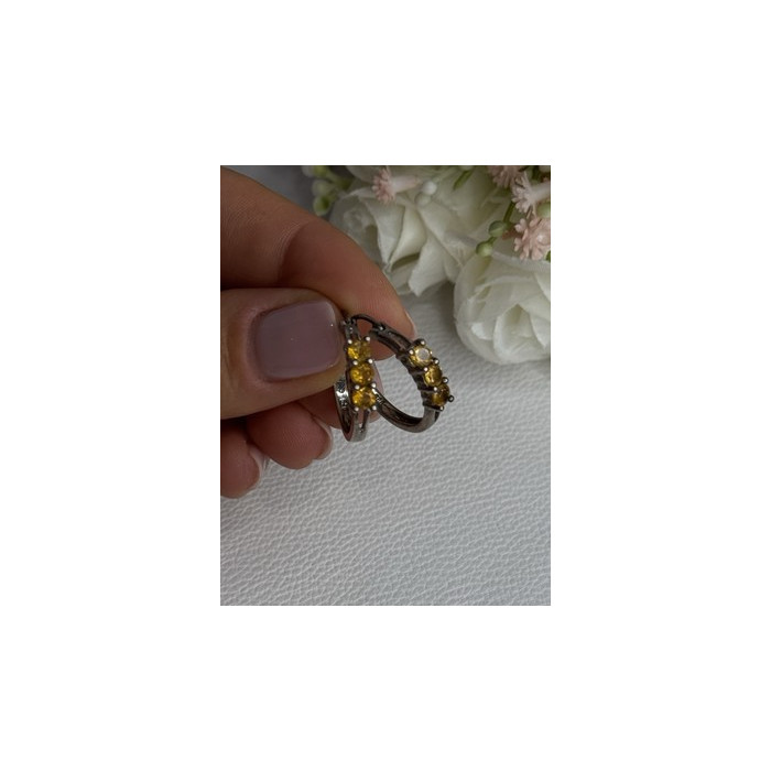 925 Sterling Silver Citrine Earrings Length 0.80 Inch