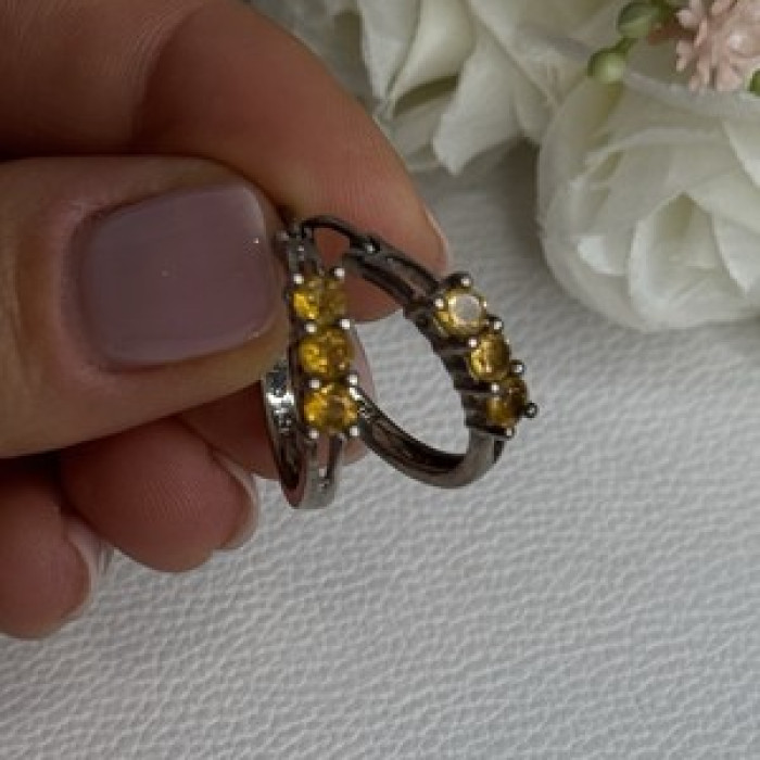 925 Sterling Silver Citrine Earrings Length 0.80 Inch