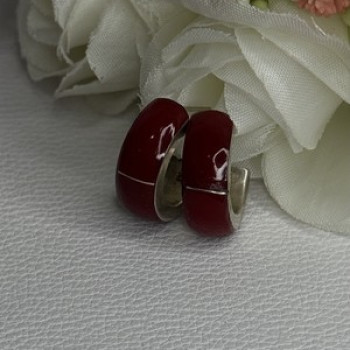 Vintage 925 Sterling Silver Carnelian Earrings Length 0.75 Inch