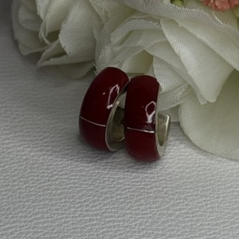 Vintage 925 Sterling Silver Carnelian Earrings Length 0.75 Inch