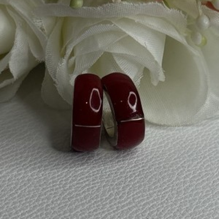Vintage 925 Sterling Silver Carnelian Earrings Length 0.75 Inch
