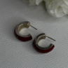 Vintage 925 Sterling Silver Carnelian Earrings Length 0.75 Inch