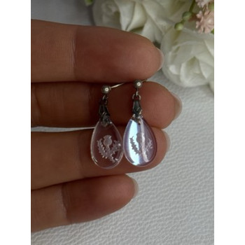Aurora Borealis Teardrop 925 Sterling Silver Earrings Length 1 Inch