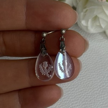 Aurora Borealis Teardrop 925 Sterling Silver Earrings Length 1 Inch