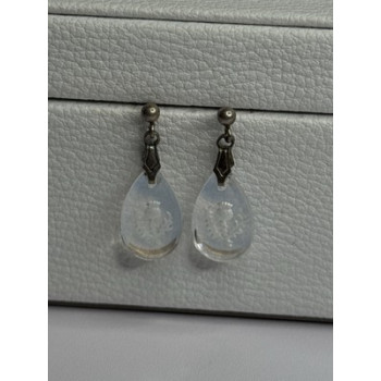 Aurora Borealis Teardrop 925 Sterling Silver Earrings Length 1 Inch