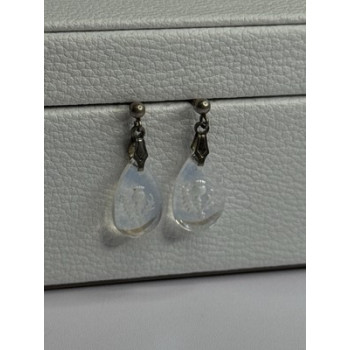 Aurora Borealis Teardrop 925 Sterling Silver Earrings Length 1 Inch