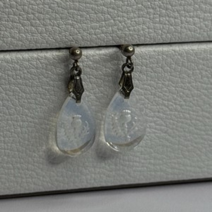 Aurora Borealis Teardrop 925 Sterling Silver Earrings Length 1 Inch