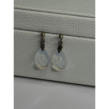 Aurora Borealis Teardrop 925 Sterling Silver Earrings Length 1 Inch