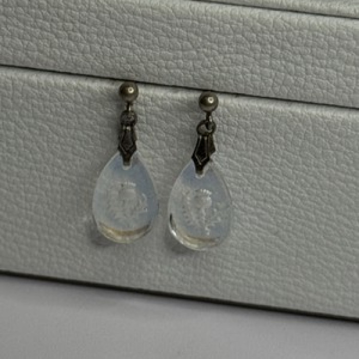 Aurora Borealis Teardrop 925 Sterling Silver Earrings Length 1 Inch